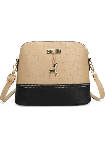 Haki Moda Rahat Kadın Crossbody Çanta Timsah Desen Deri Omuz Çantası Geyik Dekor Telefon Çanta Çanta Seyahat Için Küçük (Yurt Dışından)