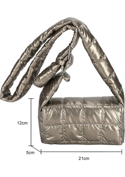 Kadınlar Için Gümüş Kapitone Crossbody Çanta Moda Kontrol Çanta Sonbahar Kış Rahat Naylon Yastıklı Çanta Düz Renk Kadın Omuz Çantaları (Yurt Dışından) fırsatları