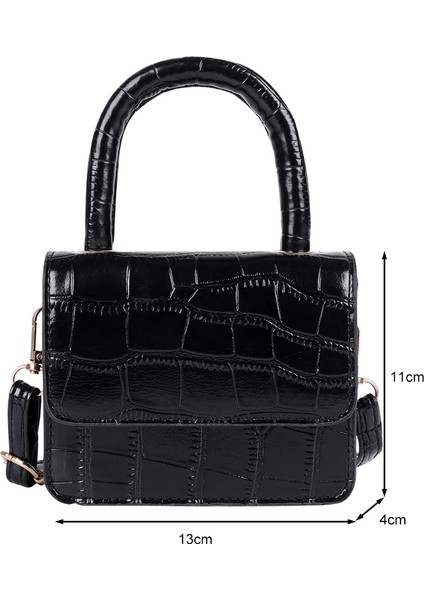 Pembe Saf Renk Flap Kadın Moda Deri Mini Omuz Çantaları Bayan Taş Desen Rahat Saf Renk Flap Tote Messenger Çanta (Yurt Dışından) modelleri