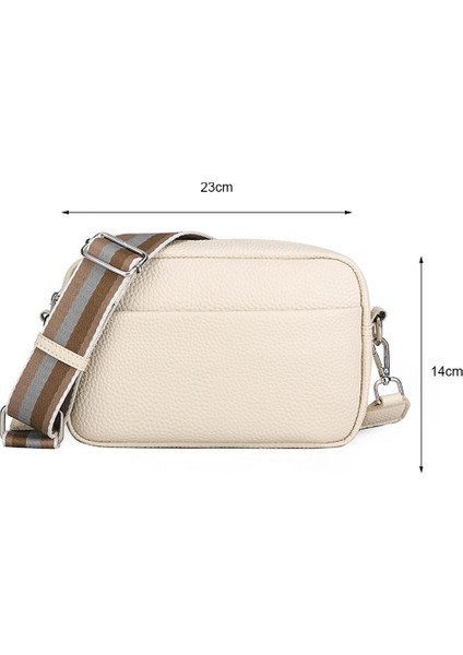 Altın Klasik Deri Omuz Çantası Geniş Askılı Crossbody Messenger Çanta Düz Renk Messenger Çanta Günlük Fermuarlı Seyahat Çantası (Yurt Dışından)