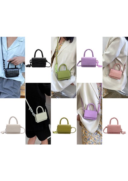 Yeşil Rahat Retro Timsah Desen Omuz Crossbody Çanta Kadın Pu Deri Mini Kolu Tote Çanta Küçük Kadın Düz Renk Çanta (Yurt Dışından) indirimleri