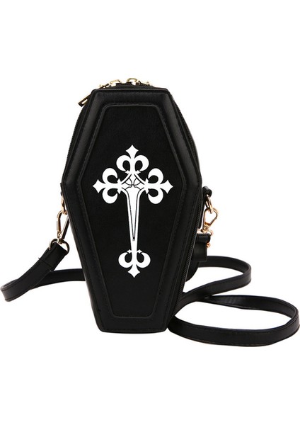 Siyah Retro Gotik Omuz Çantası Cadılar Bayramı Çanta Çapraz Crossbody Çanta Tabut Şekli Çantalar Kadın Kızlar Için Tema Parti (Yurt Dışından)