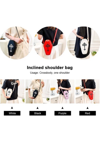 Siyah Retro Gotik Omuz Çantası Cadılar Bayramı Çanta Çapraz Crossbody Çanta Tabut Şekli Çantalar Kadın Kızlar Için Tema Parti (Yurt Dışından)