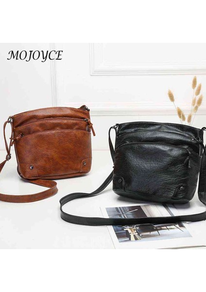 Siyah Omuz Çantası Moda Kadın Pu Deri Omuz Çantası Düz Renk Crossbody Messenger Çanta Kadın Casual Bayanlar Için Anne Küçük Fermuar Çanta (Yurt Dışından) fiyatları