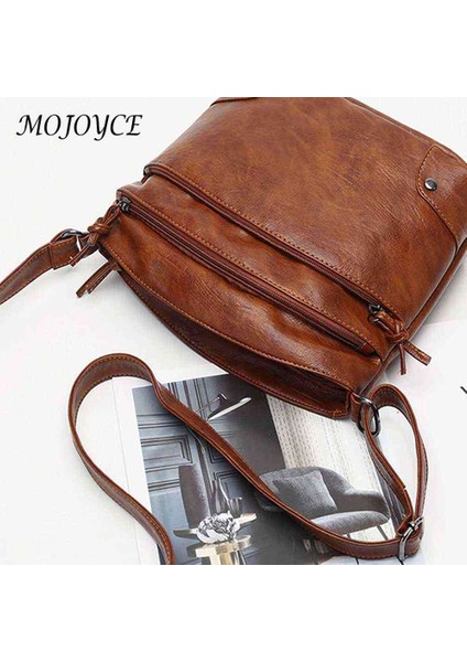 Siyah Omuz Çantası Moda Kadın Pu Deri Omuz Çantası Düz Renk Crossbody Messenger Çanta Kadın Casual Bayanlar Için Anne Küçük Fermuar Çanta (Yurt Dışından) indirimleri