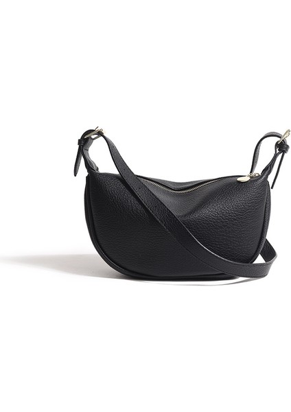 Siyah Omuz Crossbody Askılı Çanta Femele Geniş Kayış Kadın Crossbody Çanta Katı Klasik Bayan Çanta Lüks Kepçe Çanta Kadın Çantaları (Yurt Dışından)