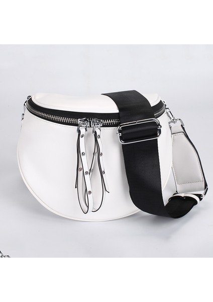 Gümüş Kadın Crossbody Çanta Moda Omuzdan Askili Çanta Geniş Kayış Bayanlar Için Yumuşak Deri Kadın Askılı Çanta Yüksek Kalite (Yurt Dışından)