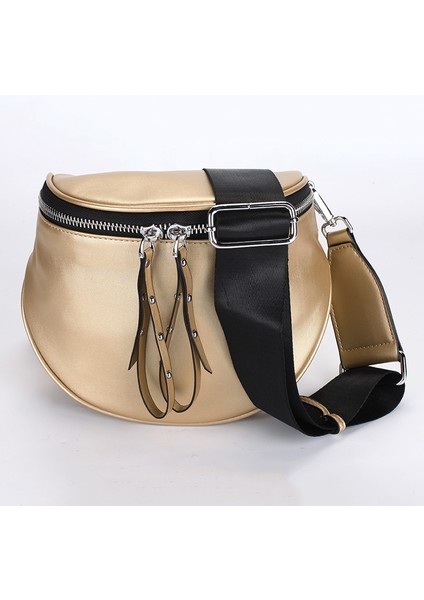 Gümüş Kadın Crossbody Çanta Moda Omuzdan Askili Çanta Geniş Kayış Bayanlar Için Yumuşak Deri Kadın Askılı Çanta Yüksek Kalite (Yurt Dışından)