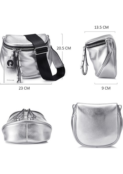 Gümüş Kadın Crossbody Çanta Moda Omuzdan Askili Çanta Geniş Kayış Bayanlar Için Yumuşak Deri Kadın Askılı Çanta Yüksek Kalite (Yurt Dışından)