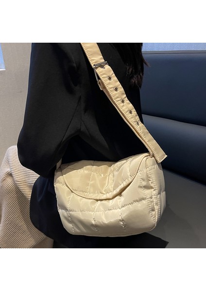 Beyaz Eşkenar Dörtgen Moda Kadın Omuz Çantası Kapitone Pamuklu Crossbody Çanta Eşkenar Dörtgen Flap Çanta Lüks Tasarımcı Tote Çanta Çanta Seyahat Alışveriş Için (Yurt Dışından)