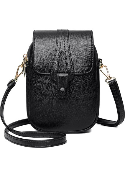 Siyah Düz Renk Pu Deri Kadın Eyer Çanta Nefis Kadın Messenger Satchel Omuz Çantaları Kadın Doğum Günü Hediyeleri (Yurt Dışından)
