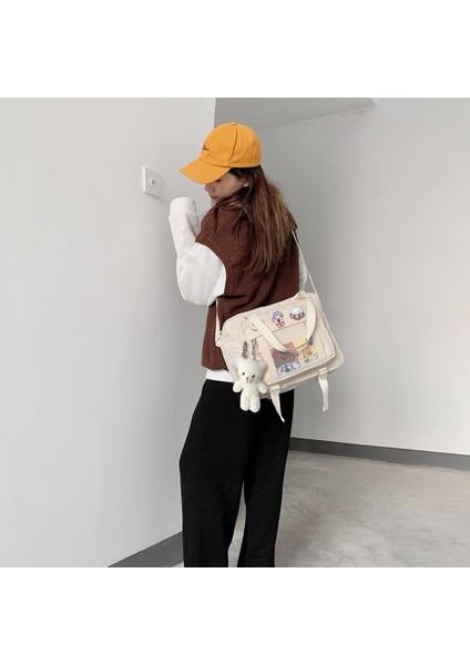 Beyaz Moda Kadın Kitap Çanta Fermuar Japon Crossbody Messenger Çanta Lise Kız Için Büyük Kapasiteli Messenger Çanta (Yurt Dışından) fırsatları