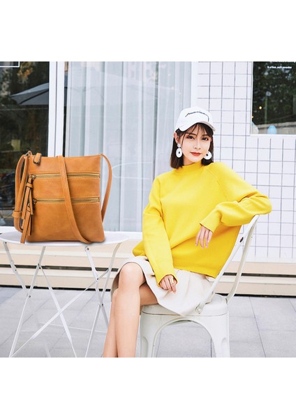 Siyah Retro Bayanlar Crossbody Çanta Fermuarlı Cebi Omuz Çantaları Ayarlanabilir Askı Satchels Çanta Seyahat Çantaları Için Yumuşak Deri Katı (Yurt Dışından) fiyatları
