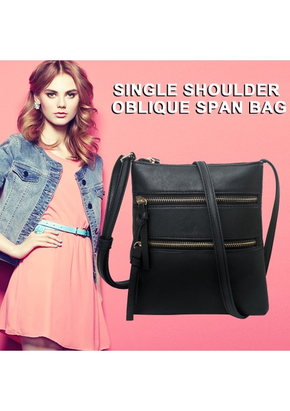 Siyah Retro Bayanlar Crossbody Çanta Fermuarlı Cebi Omuz Çantaları Ayarlanabilir Askı Satchels Çanta Seyahat Çantaları Için Yumuşak Deri Katı (Yurt Dışından) indirimleri