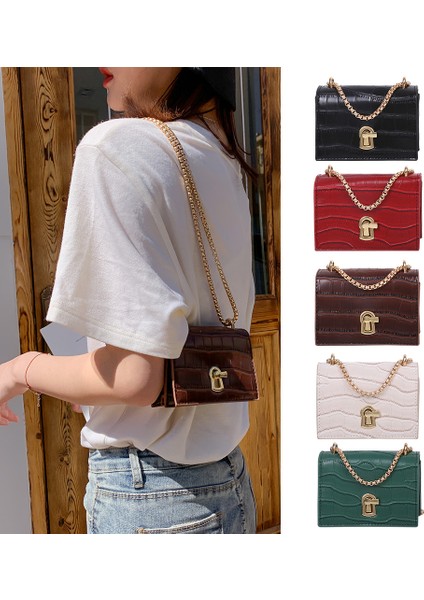 Kırmızı Kadınlar Saf Mini Zincir Omuz Çantaları Pu Deri Gençlik Bayanlar Küçük Kare Çanta Pu Deri Rahat Messenger Crossbody Çanta (Yurt Dışından) indirimleri