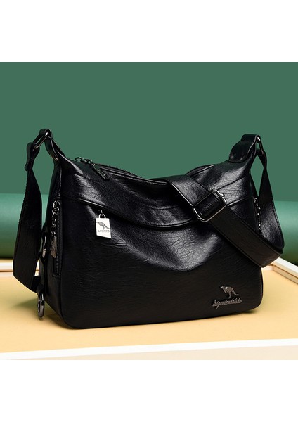 Siyah Lüks Çanta Kadın Çanta Tasarımcısı Kadınlar Için Yumuşak Deri Çanta Crossbody Messenger Çanta Bayanlar Vintage Omuz Çantası Ünlü Marka (Yurt Dışından) modelleri