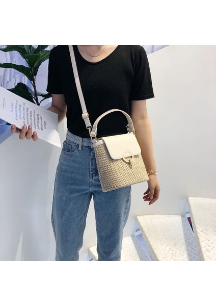 Siyah Vintage Kadınlar Omuz Dokuma Kılıf Moda Dokuma Hasır Yaz Plaj Kadın Kova Çanta Günlük Kızlar Shopper Çantalar ve Çantalar (Yurt Dışından) indirimleri