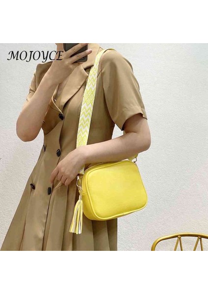 Pembe Moda Crossbody Çanta Püskül Bayanlar Çantalar Pu Deri Geniş Kayış Hafta Sonu Tatili Için Basit Yumuşak Taşınabilir Rahat Düz Renk (Yurt Dışından) fiyatları