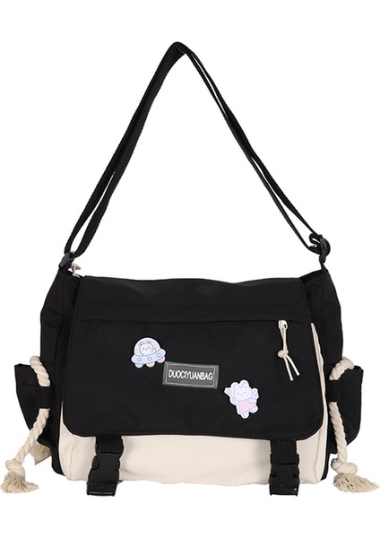 Siyah Harajuku Çanta Kadınlar Için Büyük Kapasiteli Kadın Crossbody Çanta Hit Renk Bayanlar Messenger Kılıfı Fermuarlı Cebi Çalışma Sporları Için (Yurt Dışından)