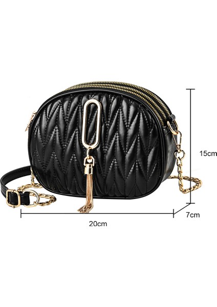 Siyah Lüks Marka Akşam Çanta Kadın Çanta Zinciri Püskül Tasarım Kadın Bez Çantalar Crossbody Pu Deri Cüzdan Cüzdanlar Omuz Çantaları (Yurt Dışından) modelleri