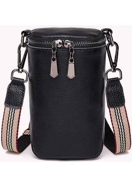 Siyah Inek Derisi Deri Omuz Crossbody Çanta Mini Basit Crossbody Tek Kollu Çanta Seyahat Için Geniş Kayış Kadın Sling Alışveriş Çalışma Çantası (Yurt Dışından) modelleri