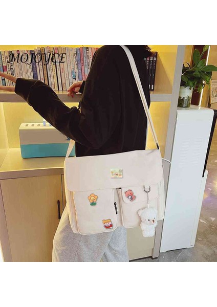 Siyah Cateye Kolye Japon Messenger Kılıfı Büyük Kapasiteli Harajuku Omuz Çantaları Rozet Kolye Seyahat Için Kawaii Flap Cep Günlük (Yurt Dışından) fiyatları