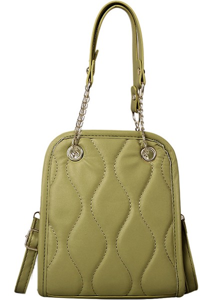 Retro Yeşil Moda Kadın Omuz Çantaları Baklava Desenli Crossbody Çantası Pu Deri Zincir Rahat Seyahat Shopper Için (Yurt Dışından)