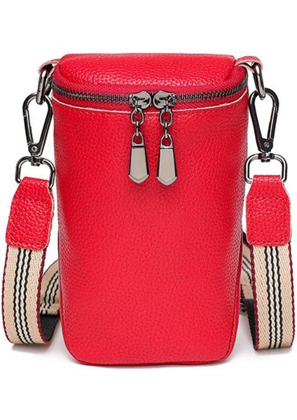 Sarı Inek Derisi Deri Omuz Crossbody Çanta Mini Basit Messenger Çanta Katı Fermuar Kadın Sling Seyahat Alışveriş Çalışma Çantası (Yurt Dışından)