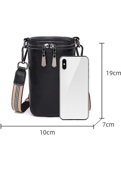 Sarı Inek Derisi Deri Omuz Crossbody Çanta Mini Basit Messenger Çanta Katı Fermuar Kadın Sling Seyahat Alışveriş Çalışma Çantası (Yurt Dışından)