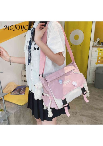 Mavi Harajuku Kadın Crossbody Çanta Büyük Kapasiteli Öğrenci Eğitim Çantası Hit Renk Bayanlar Messenger Kılıfı Fermuarlı Cebi Çalışmak Için Spor (Yurt Dışından) modelleri
