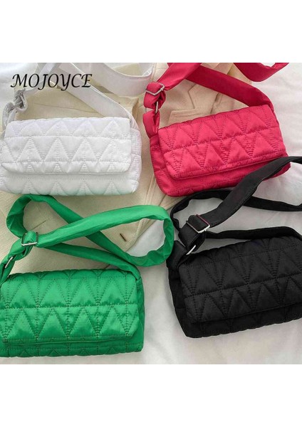 Gül Kırmızı Eşkenar Dörtgen Koltukaltı Çanta Kapitone Crossbody Tek Kollu Çanta Küçük Kare Flap Cep Bayanlar Kızlar Için Pamuk Yastıklı Seyahat Ofis Çanta (Yurt Dışından) modelleri