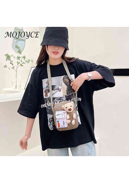 Mor Güzel Kız Crossbody Çanta Küçük Cep Sevimli Ayı Omuz Çantası Fermuar Omuz Çantası Bayanlar Öğrenci Koleji Için Ayarlanabilir Askı (Yurt Dışından) modelleri