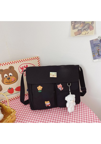 Siyah Ayı Harajuku Tuval Kadın Crossbody Çanta Öğrenciler Rahat Kadın Çanta Omuz Çantaları Genç Kız Askılı Çanta Çantası Çantası Gizli Sakli Konusmalar (Yurt Dışından)