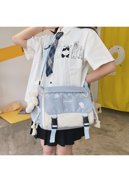 Siyah Harajuku Çanta Kadınlar Için Büyük Kapasiteli Öğrenci Eğitim Çantası Hit Renk Bayanlar Messenger Kılıfı Fermuarlı Cebi Çalışma Sporları Için (Yurt Dışından) modelleri