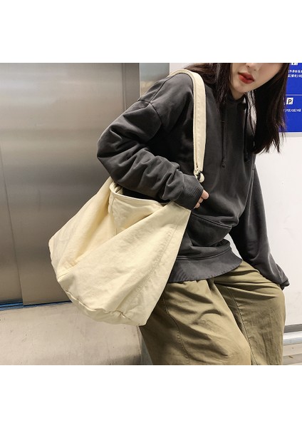 Kırmızı Kadın Çantaları Rahat Büyük Kapasiteli Omuz Çantaları Tuval Alışveriş Tote Moda Harajuku Çanta Rahat Bayanlar Crossbody Çanta (Yurt Dışından)