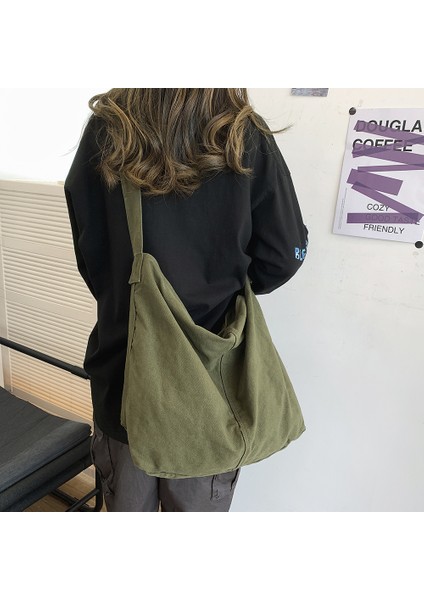 Kırmızı Kadın Çantaları Rahat Büyük Kapasiteli Omuz Çantaları Tuval Alışveriş Tote Moda Harajuku Çanta Rahat Bayanlar Crossbody Çanta (Yurt Dışından)