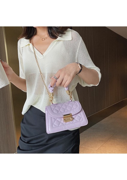 Gök Mavisi Kadın Deri Düz Renk Zincir Çanta Retro Rahat Kadın Tote Omuz Çantaları Moda Nefis Alışveriş Çantası (Yurt Dışından) modelleri
