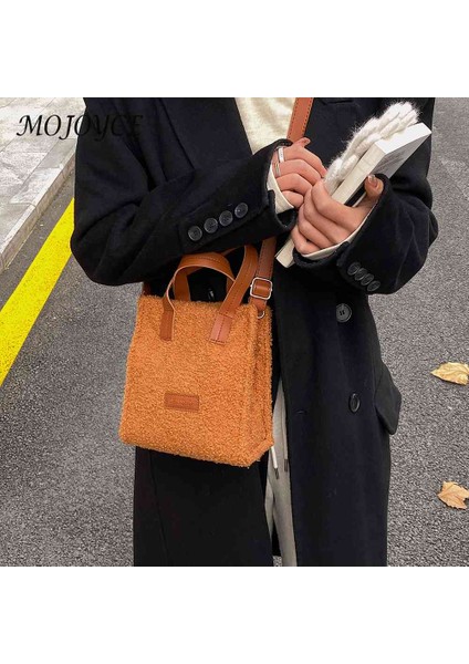 Siyah Peluş Kadın Crossbody Çanta Moda Kış Messenger Çanta Kolye ile Basit Yumuşak Sıcak Rahat Hafta Sonu Tatili Için Taşınabilir (Yurt Dışından) fırsatları