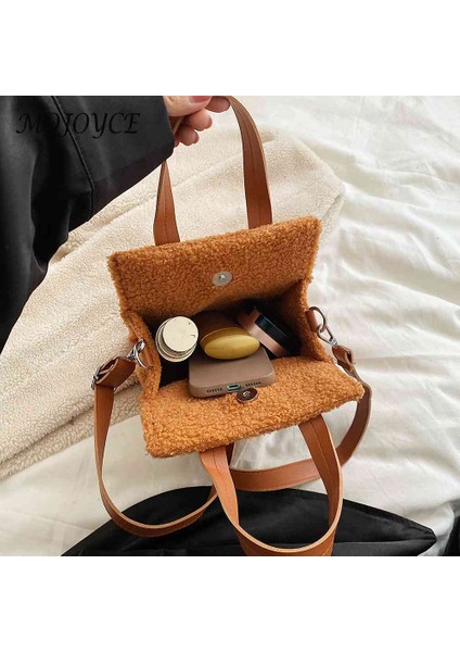 Siyah Peluş Kadın Crossbody Çanta Moda Kış Messenger Çanta Kolye ile Basit Yumuşak Sıcak Rahat Hafta Sonu Tatili Için Taşınabilir (Yurt Dışından) indirimleri