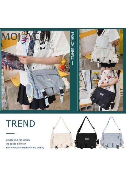 Siyah Japon Harajuku Crossbody Çanta Moda Rahat Naylon Messenger Kılıfı Katı Yumuşak Öğrenci Eğitim Çantası Spor Seyahat Için Taşınabilir (Yurt Dışından) modelleri