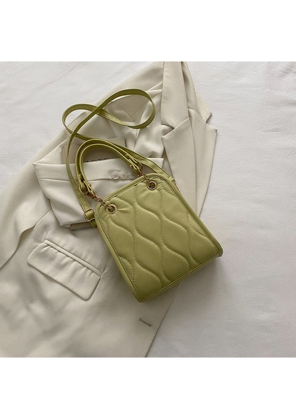 Yeşil Yeni Moda Baklava Desenli Kadınlar Için Crossbody Çanta Vintage Pu Deri Küçük En Saplı Çanta Bayanlar Omuz Çantaları Çanta (Yurt Dışından)