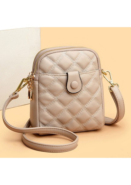 Bej Eşkenar Dörtgen Kapitone Deri Crossbody Çanta Kadın Çanta Çanta Lüks Tasarımcı Telefon Kılıfı Bayanlar Omuz Çantası Çanta Bolsa Satchel (Yurt Dışından)