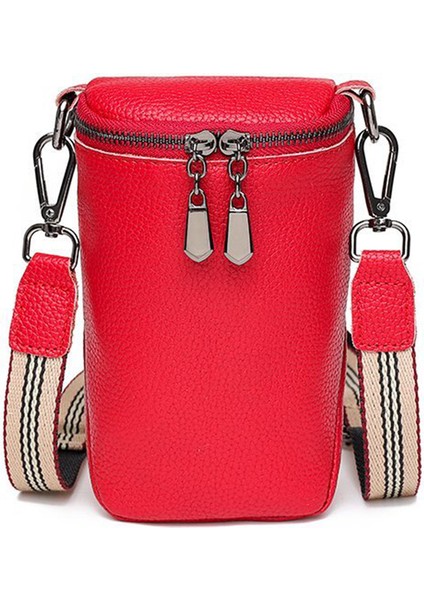 Kırmızı Basit Kaliteli Deri Crossbody Çanta Kadın Silindir Çanta Telefon Kılıfı Cüzdan Bayanlar Messenger Tasarımcı Çanta Çanta Alışveriş Çantası (Yurt Dışından)