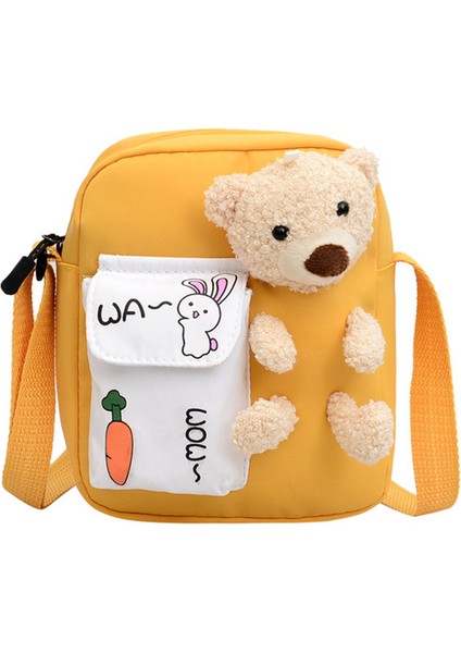 Sarı Güzel Kız Crossbody Çanta Küçük Cep Sevimli Ayı Omuz Çantası Fermuar Omuz Çantası Bayanlar Öğrenci Koleji Için Ayarlanabilir Askı (Yurt Dışından)