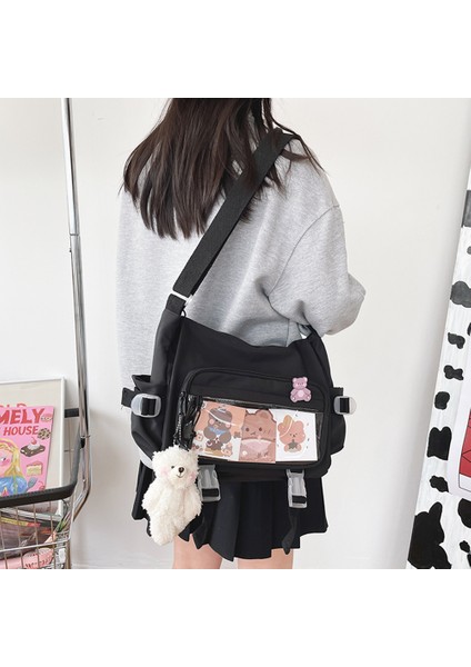 Beyaz Kadın Bağbozumu Omuz Çantası Büyük Kapasiteli Kore Koleji Bayanlar Crossbody Kese Öğrenci Okul Için Çok Cep Ayarlanabilir Askı (Yurt Dışından) indirimleri