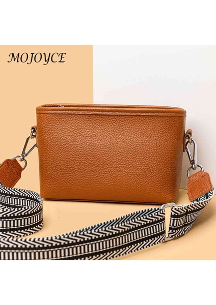 Koyu Mavi Birinci Katman Dana Kadın Askılı Çanta Geniş Kumaş Kayış Kadın Çanta Moda Düz Renk Rahat Basit Hafta Sonu Tatili Için (Yurt Dışından) fırsatları