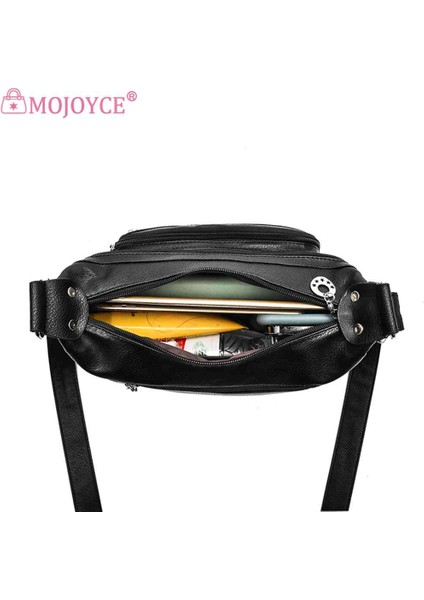 Kahverengi Basit Crossbody Çanta Çok Katmanlı Cep Yumuşak Deri Crossbody Tek Kollu Çanta Klasik Tasarımcı Katı Fermuar Bayanlar Seyahat Çantası (Yurt Dışından)