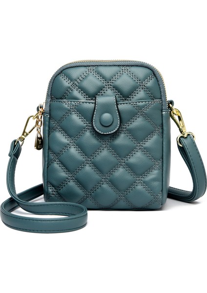 Mavi Deri Omuz Çantaları Kapitone Eşkenar Dörtgen Basit Rahat Çanta Telefon Çantaları Taşınabilir Katı Sokak Çantalar Kadın Crossbody Omuz Çantaları (Yurt Dışından) fiyatları