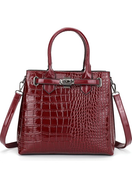 Kırmızı Yüksek Kapasiteli Lüks Çanta Kadın Çanta Tasarımcısı Pu Deri Düz Renk Askılı Çanta Moda Omuz Crossbody Çanta Kızlar Tote (Yurt Dışından)