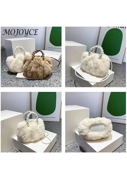 Pembe Kadınlar Zarif Crossbody Çanta Düz Renk Peluş Messenger Kılıfı Dokuma Saplı Omuz Çantaları Taşınabilir Küçük Seyahat Kız Tote (Yurt Dışından) modelleri